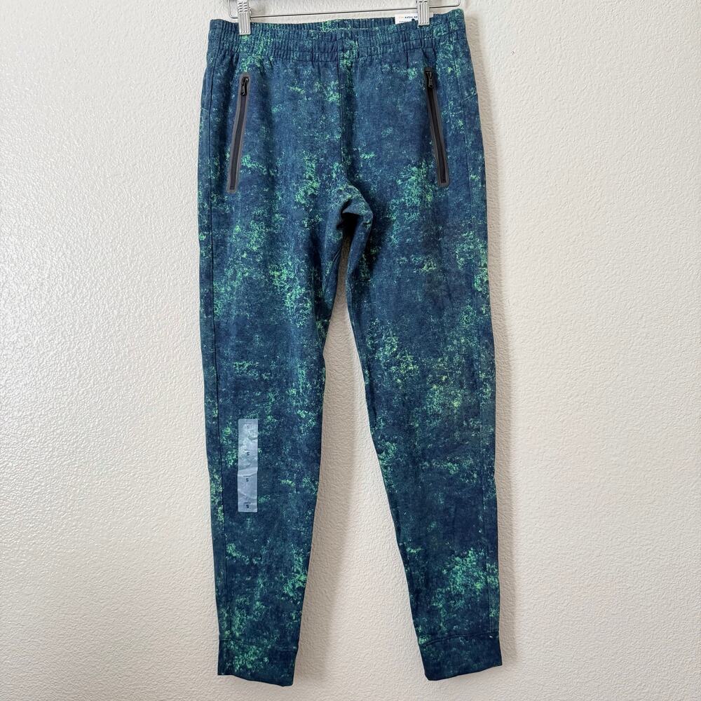 Old Navy Men's Dynamic Fleece Jogger Sweatpant zip pockets blue green print